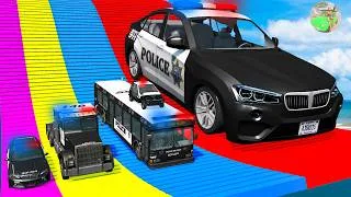 Thumbnail: Big and Small Cars vs Slide Colors with Portal Trap – Police Cars Rescue Small Cars – BeamNG.Drive