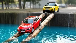 Thumbnail: Cars vs Impossible Log Bridge Challenge #4 in BeamNG Drive!