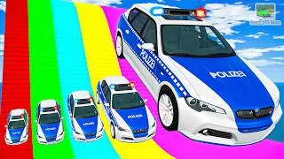 Thumbnail: Big & Small Cars vs Stairs Color with Portal Trap - Cars vs Train & Rails - BeamNG.Drive