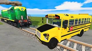 Thumbnail: Bus Rescue Stranded on Railroads - Train vs Bus - BeamNG.Drive