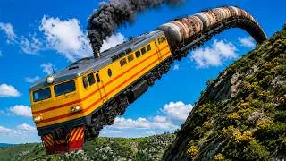Thumbnail: Trains vs Cliff #3 and Cars vs Rails - BeamNG Drive