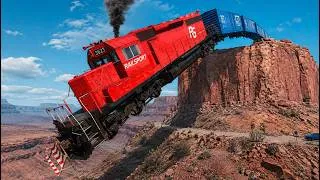 Thumbnail: Trains vs Cliff #2 and Cars vs Rails - BeamNG Drive