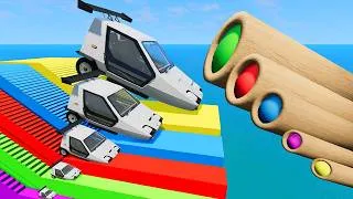 Thumbnail: Small to Giant Flying Cars vs Stairs with Portal Trap - BeamNG #106