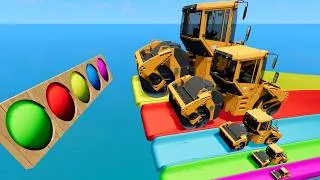 Thumbnail: Small to Giant Road Roller vs Slide with Portal Trap - BeamNG #104