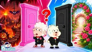 Thumbnail: PINK VS BLACK DOOR? 🚪❓ | Secret Trap Behind The Door! | Mystery Challenge | Bearee Kids Show