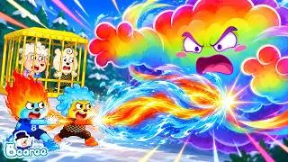 Thumbnail: BODY SWAP POWER! 🔴🔵 | Fire Bearee & Water Sheep VS Rainbow Cloud! | Bearee Kids Show