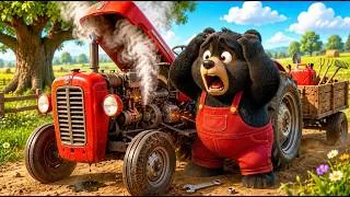 Thumbnail: 🚜 The Bear Farmer's Tractor Stopped! What Happens Next? 😱 | Vehicles Farm Animated