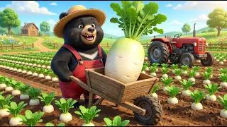 Thumbnail: 🐻😱 Giant Radish Found! Bear Farmer Harvests the Biggest Radish Ever! 🚜🌱 | Vehicles Farm Animated