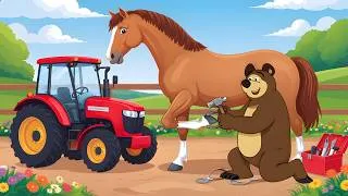 Thumbnail: Farm Animal Care: Helping Horses Get New Horseshoes and Transporting the Horse Herd by Tractor 🚜🐴