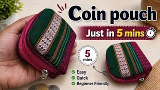 Thumbnail: 💰 DIY Coin Pouch in Just 5 Minutes!🧵Easy Sewing Tutorial for Beginners 👝 Purse cutting and stitching