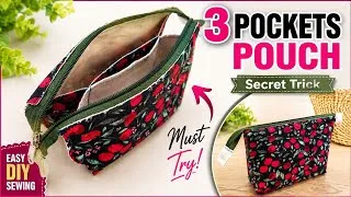 Thumbnail: 🤯 3 Pocket Pouch Sewing Tutorial | Secret Pocket Trick You Must Try! 🧵#diy #5minutecrafts 