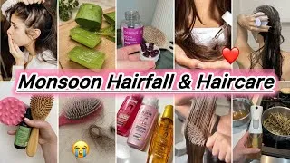 Thumbnail: How to Stop Monsoon Hairfall Instantly😩🌧️✅| Haircare Routine For Healthy & Shiny Hair