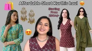 Thumbnail: **Huge** Affordable Short Kurthis Under 499rs /- //  Kurthis, Earrings & Neck piece Haul 