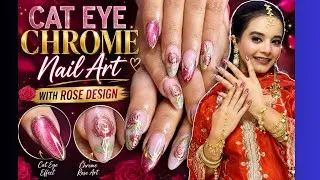 Thumbnail: 🌹 Cat Eye + Chrome Rose Nail Art ✨ | Elegant Nail Extension Design