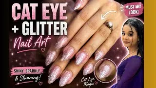 Thumbnail: ✨ Pink Cat Eye + Glitter Nail Art 💖 | Elegant Nail Extension Design