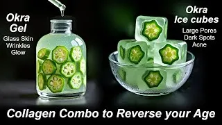 Thumbnail: Okra Gel & ice cubes to Boost Collagen, Remove Wrinkles, Close Large Open pores & Dark Spots