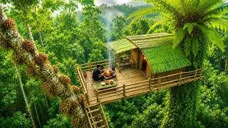 Thumbnail: Building a High Tree Survival Shelter with a Climbing Ladder to Escape Ground Predators