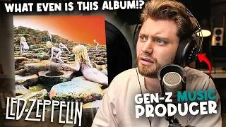 Thumbnail: Gen-Z Music Producer SHOCKED Listening to "Houses of the Holy" for the first time