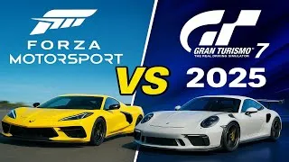 Thumbnail: Forza Motorsport VS Gran Turismo 7 in 2025!