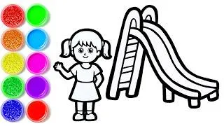 Thumbnail: How to Draw a Cute Girl on a Slide | Drawing & Coloring for Kids ⭐