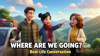 Thumbnail: Where Are We Going? 🏞️ | Real-Life English Conversation | A1–A2 English Learners