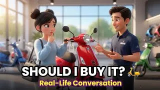 Thumbnail: Should I Buy It? 🛵 | Real-Life English Conversation | A1–A2 English Learners