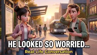 Thumbnail: He Looked So Worried… | Real-Life English Conversation | A1–A2 English Learners