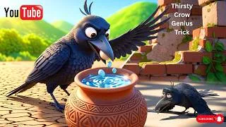 Thumbnail: Thirsty Crow Genius Trick 🐦💧 | Mind-Blowing Intelligence Story #crow #viral #cartoon #trending