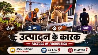 Thumbnail: Class 9 Social Science Chapter 7 | Factors of Production Full Explanation 🔥