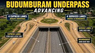 Thumbnail: CONTRACTOR COMPLETES SAND BASE LAYOUT ON THE BUDUMBURAM UNDERPASS SERVICE LANES. KASOA WINNEBA ROAD 