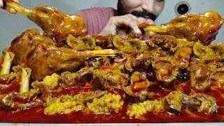 Thumbnail: Again 😲 Oily Fatty Chicken Gizzard, Mutton Fat, Big Mutton Leg Piece Curry Roti Mukbang Eating Food