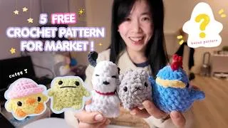 Thumbnail: ✿ I tested and time⏱️ 5 FREE Instagram crochet patterns to sell at markets | Small Business Vlog ✿
