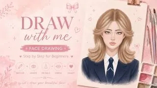 Thumbnail: How to Draw a Beautiful Face Step by Step 🌸 Beginner Friendly | Easy Face Drawing Tutorial
