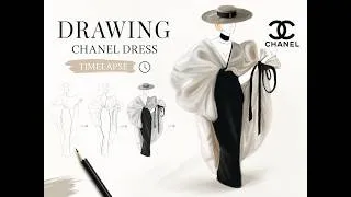 Thumbnail: Drawing a Chanel dress -Inspired Couture Dress ✨ Fashion Illustration Timelapse