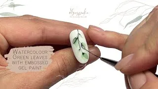 Thumbnail: TUTORIAL  I Matt & gloss effect watercolour/aquarelle green leaves with embossed gel painted leaves.
