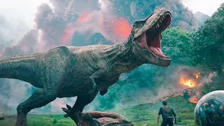 Thumbnail: T-Rex vs Carnotaurus vs Sinoceratops - Volcano Stampede Scene | Jurassic World: Fallen Kingdom