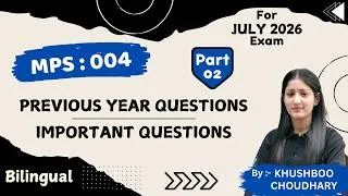 Thumbnail: MPS-004 l July 2026 l PYQ & Important Question l Part-02 l Comparative Politics l IGNOU