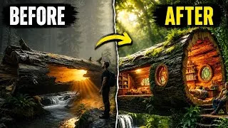 Thumbnail: 🌲 From Hollow Tree to Dream House 🏡✨ | AI Transformation | Before vs After #shorts