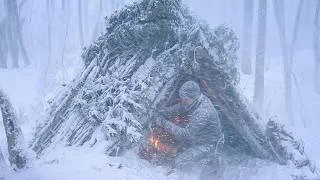 Thumbnail: Surviving a bone-chilling snowy night by building a bushcraft shelter | This shelter saved my life