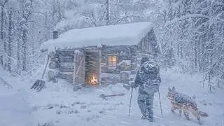 Thumbnail: Surviving the SNOWSTORM in an Abandoned Log House | The Most Intense Blizzard Ever