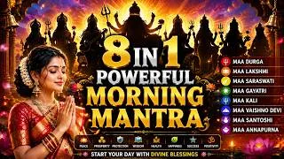 Thumbnail: 🌅 Powerful Morning Mantras | 8 Divine God | Durga, Lakshmi, Saraswati, Gayatri, Kali & Vaishno Devi