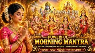 Thumbnail: 🌅 Powerful Morning Mantras | Ganesha, Lakshmi, Vishnu, Durga, Surya Dev & Santoshi Mata Daily Prayer