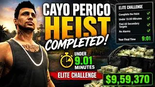 Thumbnail: Solo | Cayo Perico Heist in 9:01 Minutes! 🏆₹9,59,370 Payout | Elite Challenge Completed GTA Online