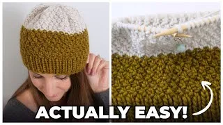 Thumbnail: EASY Textured Knit Hat Tutorial for New Knitters!