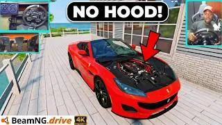 Thumbnail: My Brother From America Sent Me This Ferrari!😳 But It Has NO roof | BeamNG.drive Moza Steering Wheel