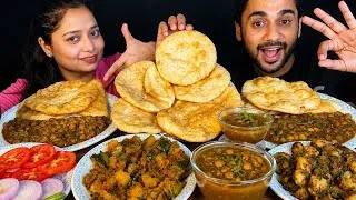 Thumbnail: Eating Street Style Chole Bhature, Achari Aloo, Sitafal ki Sabji | Street Food Mukbang 