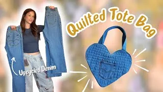 Thumbnail: Don't Toss Old Jeans! Make this Quilted Bag instead 💕 (EASY Denim Upcycle)