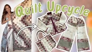 Thumbnail: Sewing an ENTIRE Outfit From a Thrifted QUILT! (Jacket, Pants, & Tote bag Tutorial)