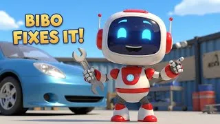Thumbnail: Bibo The Robot Saves The Day! 🤖🔧 Kids Learn About Fixing Cars & Trucks!