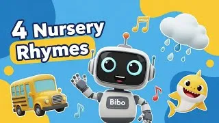 Thumbnail: 4 Nursery Rhymes for Kids | Baby Shark, Wheels on the Bus & More | Bibo Robot